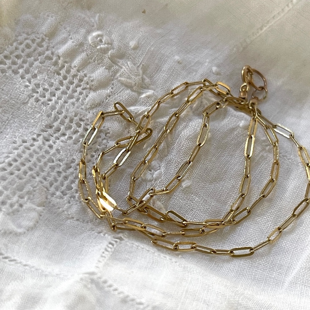 14k Paperclip Necklace - 18”